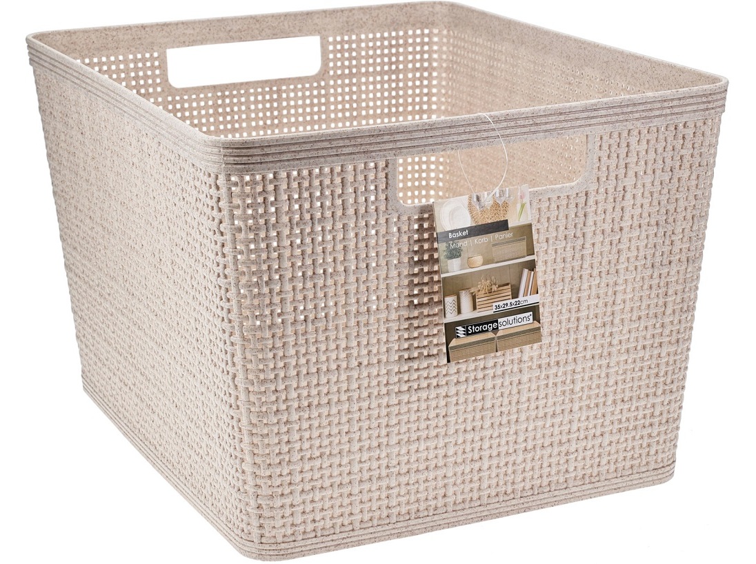 CESTO PARA ARRUMAÇÃO EM PLÁSTICO BEGE 35X29.5X22CM