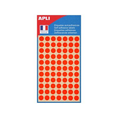 Apli Agipa - 385 Pastilles adhésives - orange fluo - diamètre 8,5 mm - réf 111851