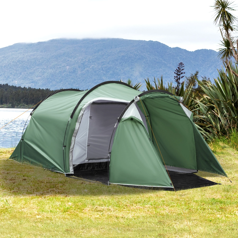 Outsunny Campingzelt für 3-4 Personen dunkelgrün, schwarz