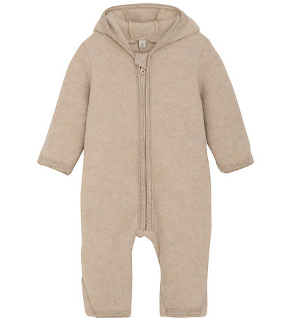Huttelihut Køredragt - Uldfleece - Camel Melange m. ?rer