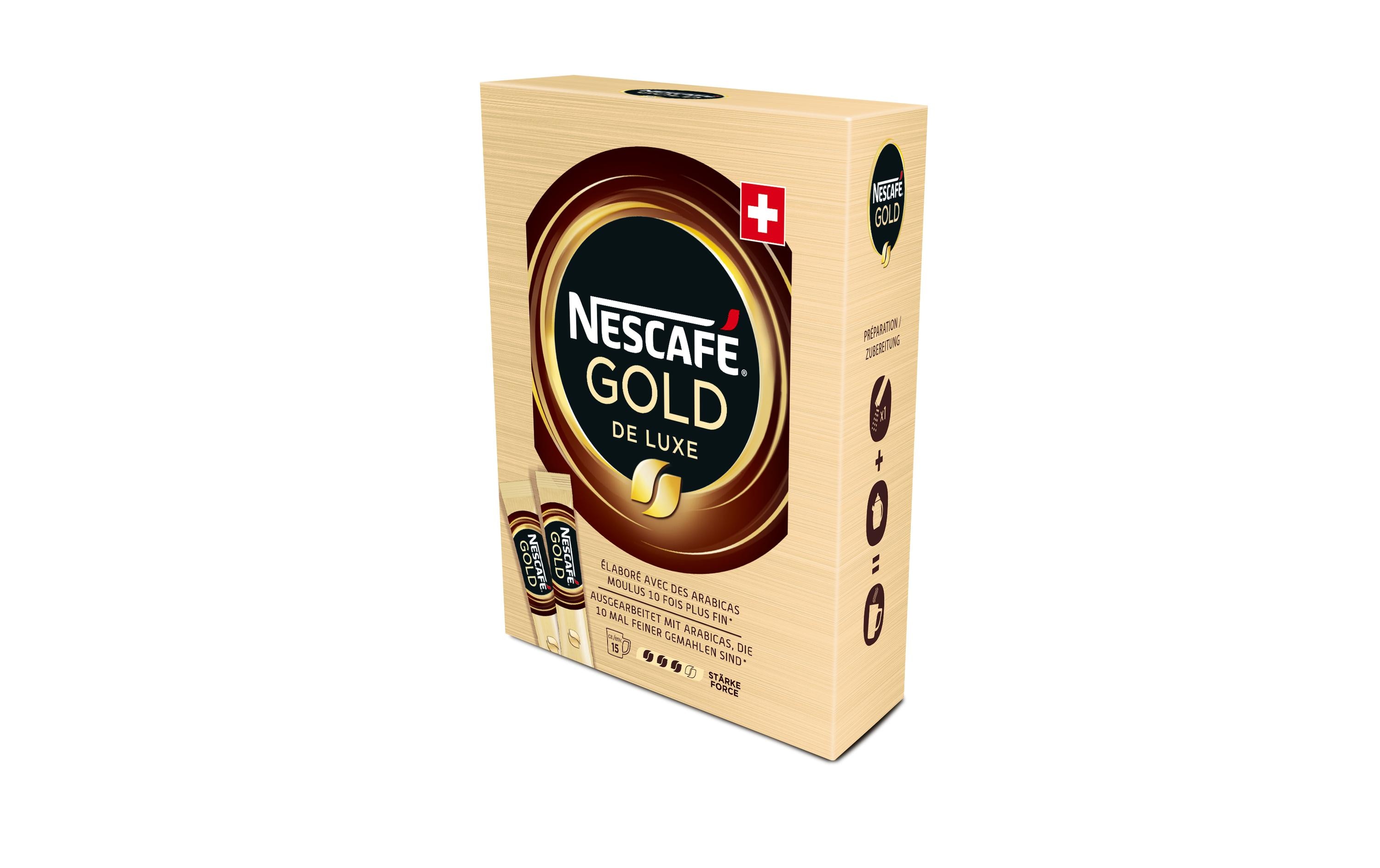 Instant Kaffee Gold De Luxe Sticks 15 PortionenLöslicher Kaffee mit fein gemahlenem Röstkaffee