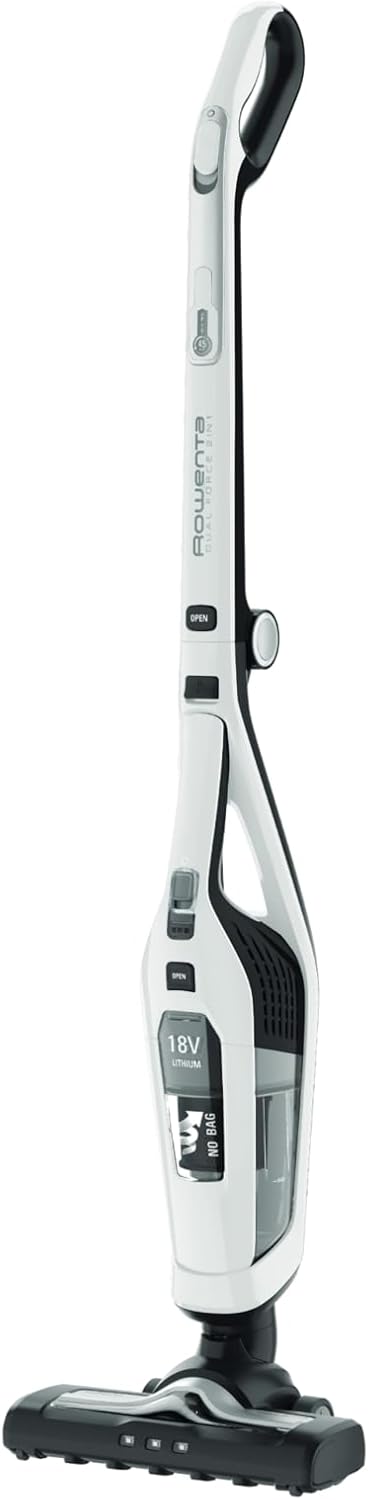 Rowenta RH6737 Dual Force 2-in-1 kabelloser Akku-Stabstaubsauger, integrierter Handstaubsauger, klappbarer Griff, sehr leicht – nur 2,5 kg, LED-Beleuchtung, Weiß