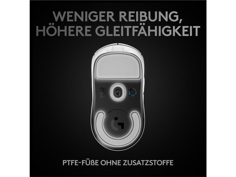 Logitech Gaming-Maus Pro X Superlight Weiss Extrem leichte Gaming-Maus mit leistungsvoller Performance