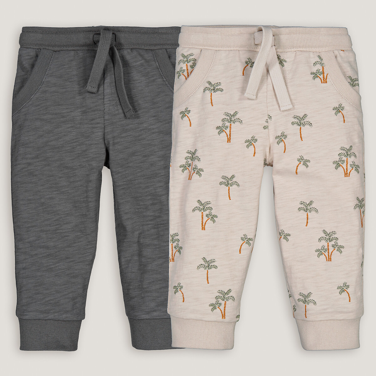 COLEÇÃO LA REDOUTE<br>Conjunto de 2 leggings, 1 lisa e 1 com estampa de palmeiras