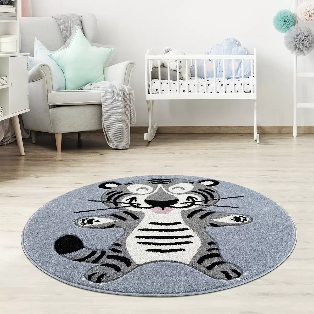 Kinderteppich Kids mit Handcarving Blau