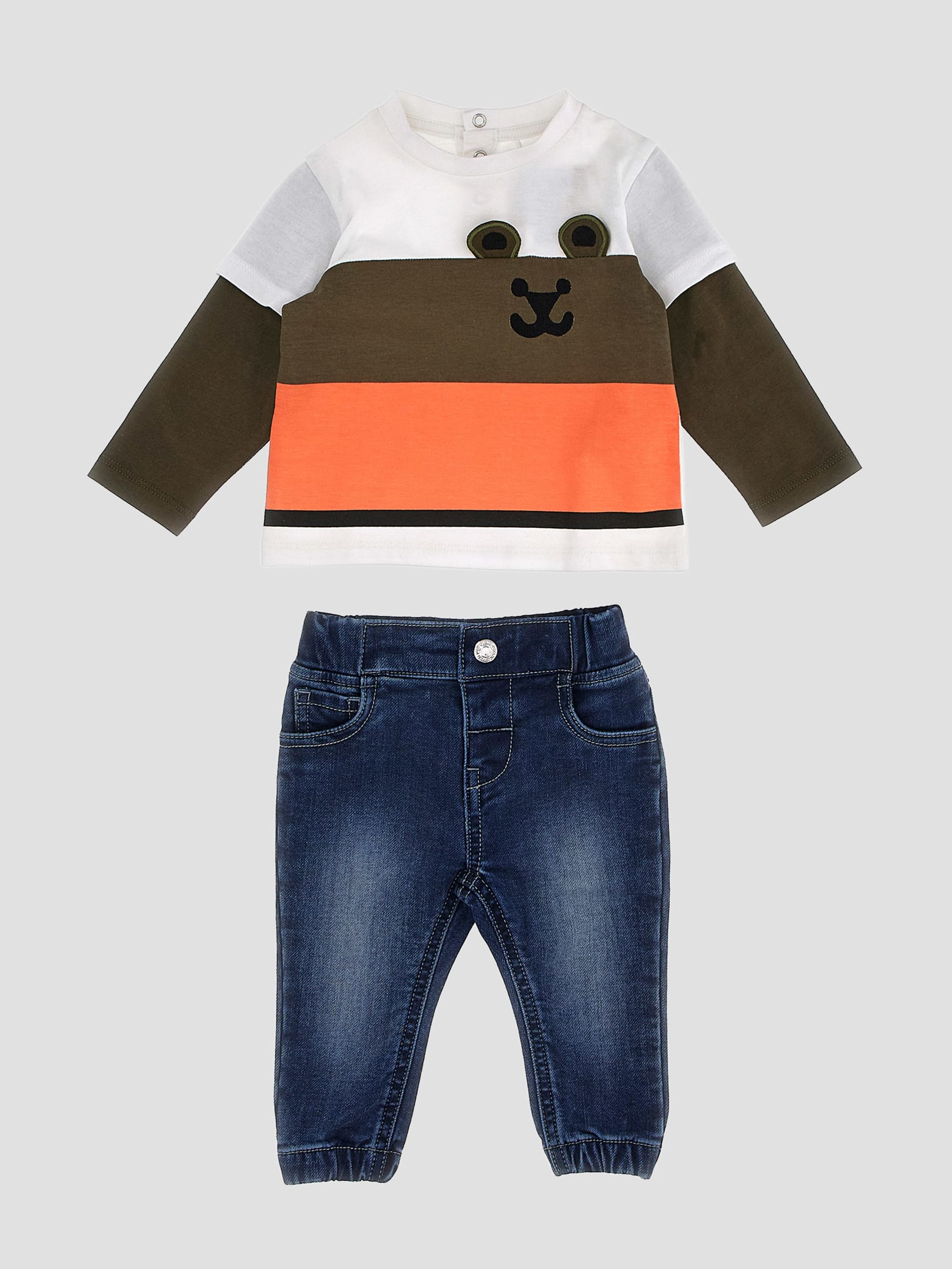 Conjunto de camiseta com estampa de urso e calça jeans (0-9 meses)