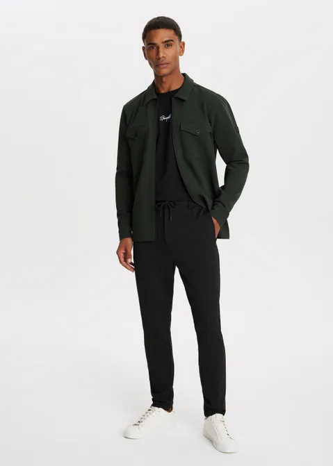 Pique chino slim fit zwart (ZWART)