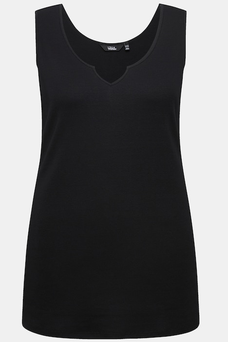 Top, Rippjersey, offenkantig, Tunika-Ausschnitt, ärmellos