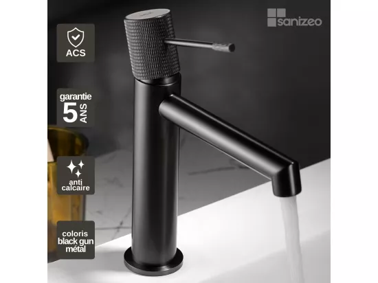 Robinet Mitigeur de Lavabo anti-calcaire Bas Black Gun Métal IMEX LINE BDD038-1BGM