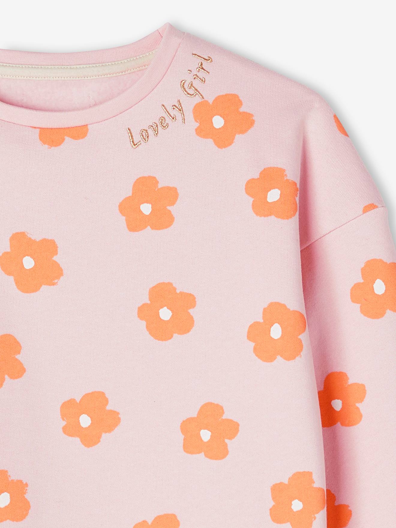 Moletom estiloso com estampa de coração ou bolinhas, para meninas, tamanho médio, rosa.