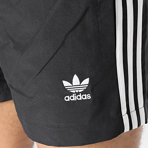 Short De Bain A Bandes 3 Stripes HT4419 Noir