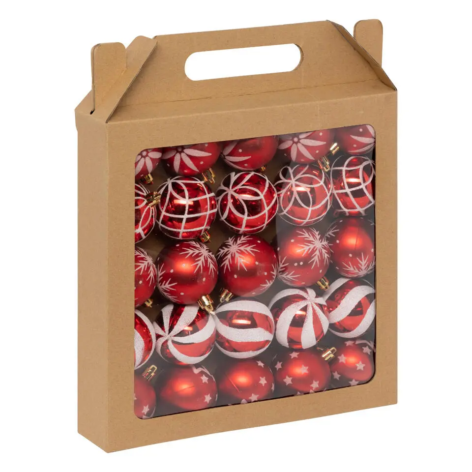 Feeric Christmas kerstballen -25x - 6cm - rood