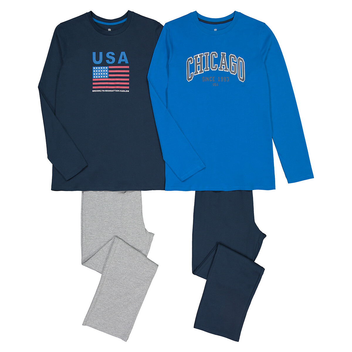 COLEÇÃO LA REDOUTE<br>Conjunto de 2 pijamas de algodão, estampa de bandeira