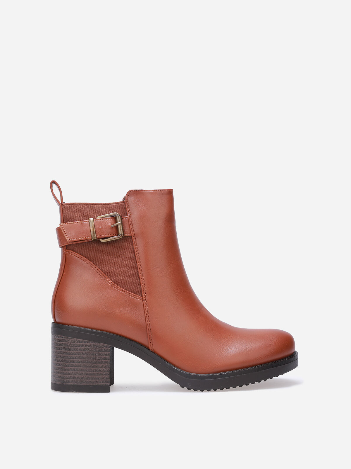 Chelsea à talon et boucle métallique- Camel