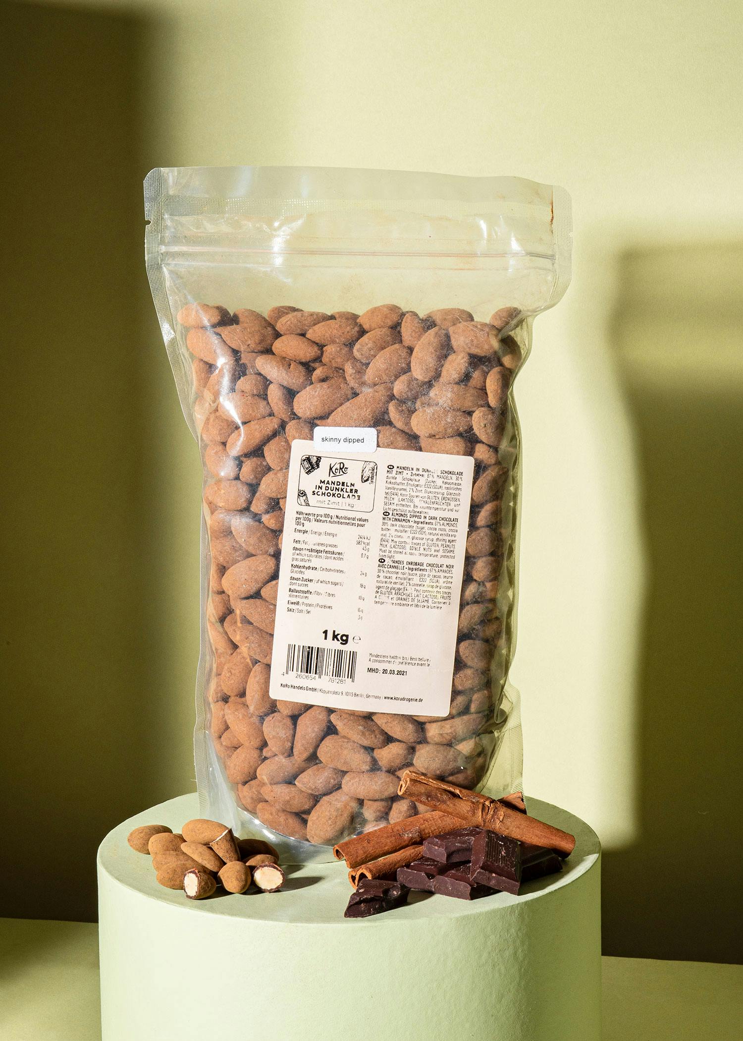 Skinny Dipped Mandeln in dunkler Schokolade mit Zimt 1 kg