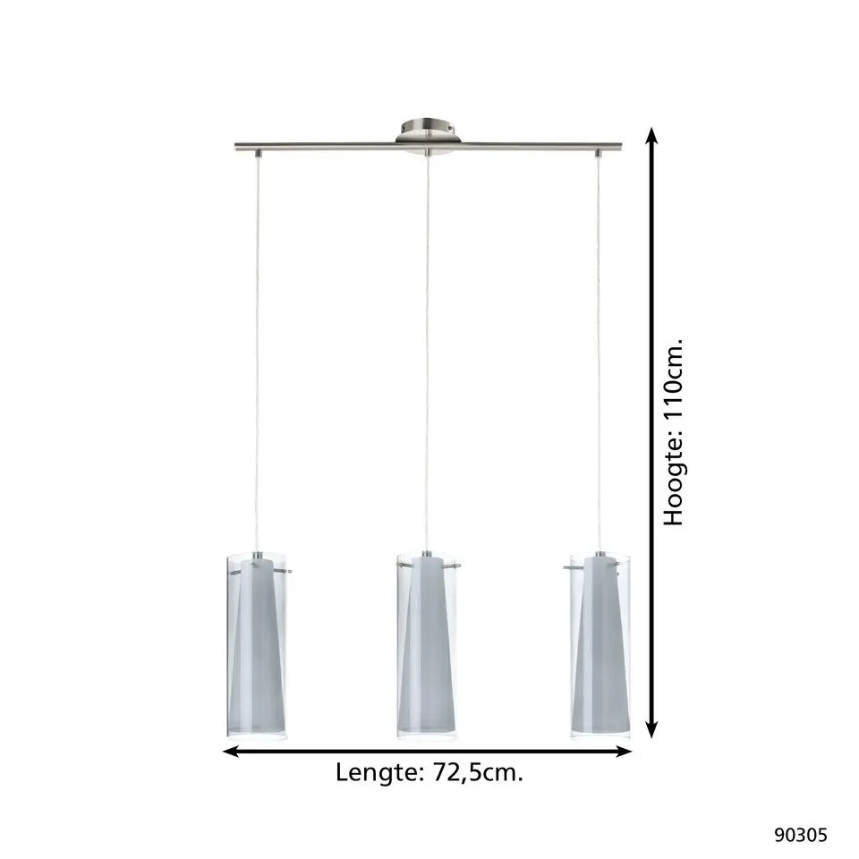 EGLOPintoNeroHanglamp-Nikkel-Mat-Zwart-Transparent,Wit