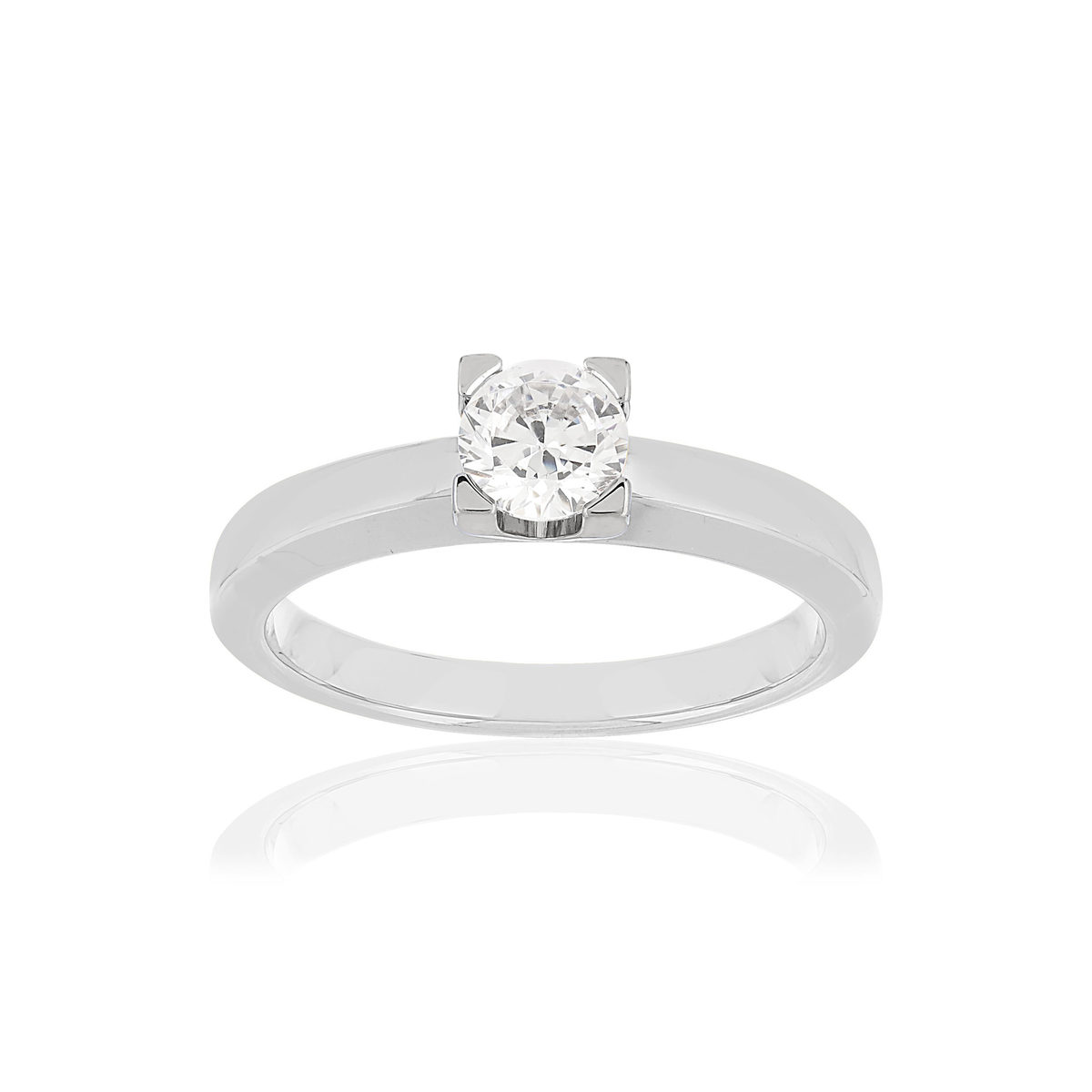 Solitaire or blanc 750 diamant 0.50 carat H/SI