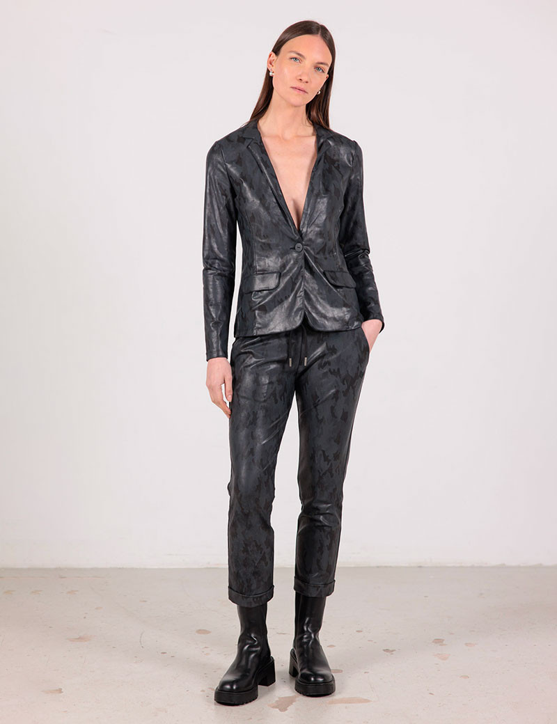 HBT EUPHORIA | CHELSEA PANTALON DROIT NOIR EFFET CUIR