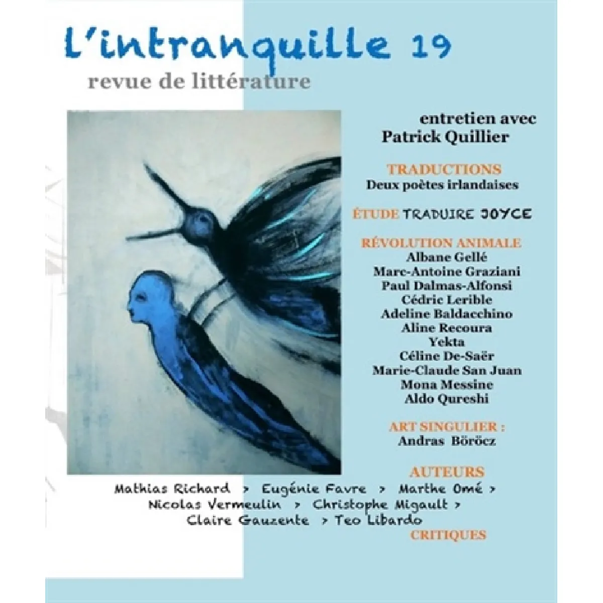 Intranquille (L') : revue de littérature, n° 19. Révolution animale · Occasion