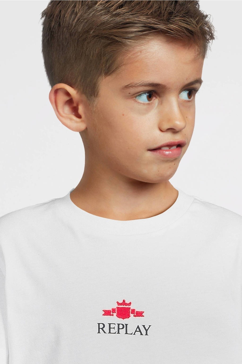 REPLAY T-shirt met logo donkerblauw