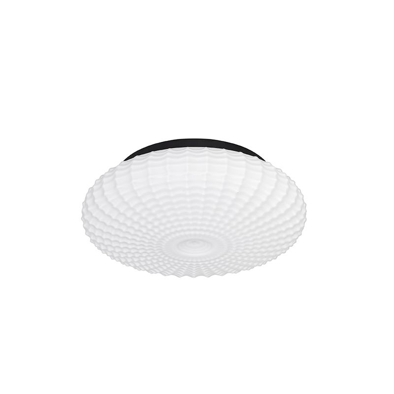 Klassieke plafondlamp zwart met opaal glas 35 cm IP44 - Nohmi