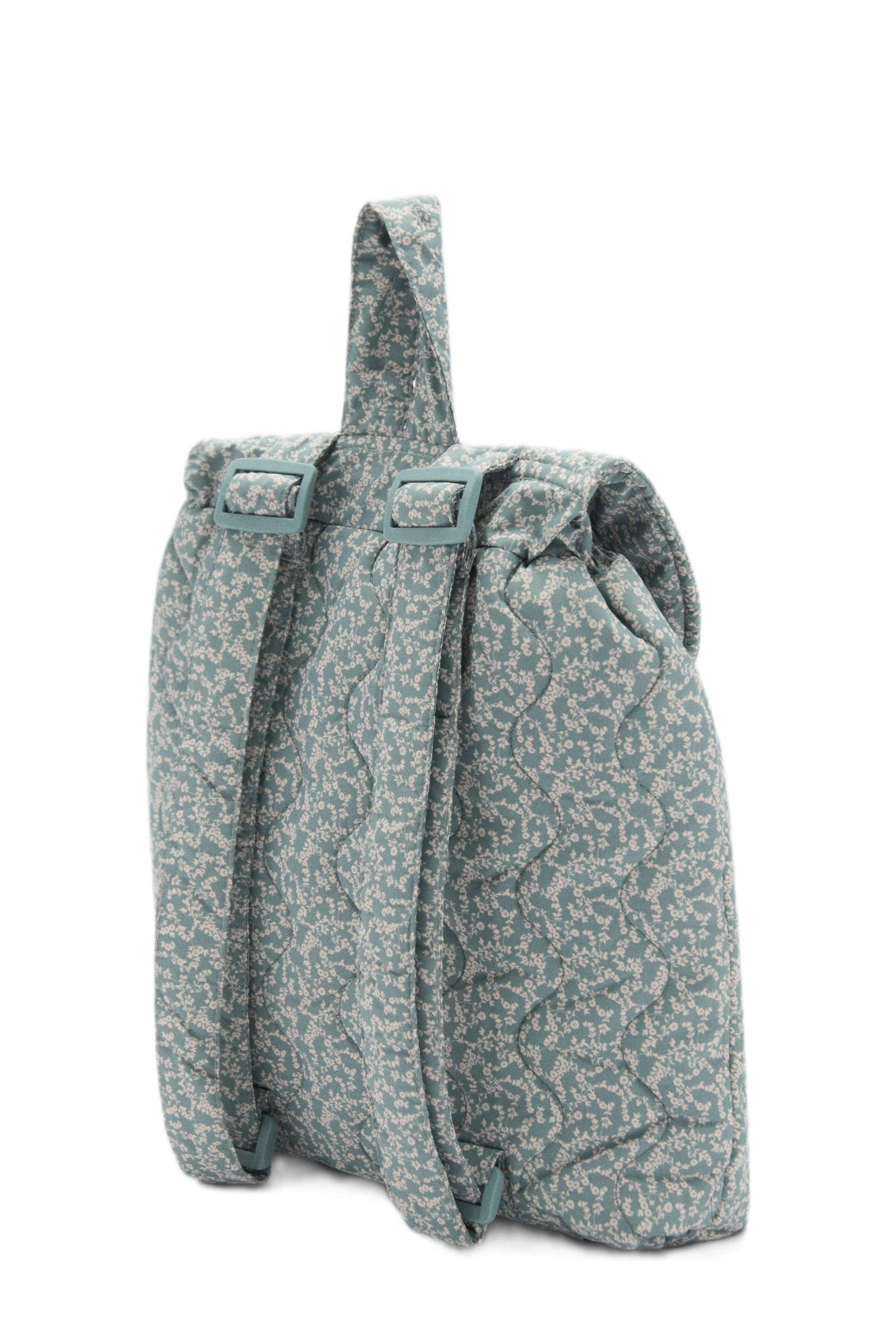 Mango Kids rugzak met bloemdessin aquamarijn/wit
