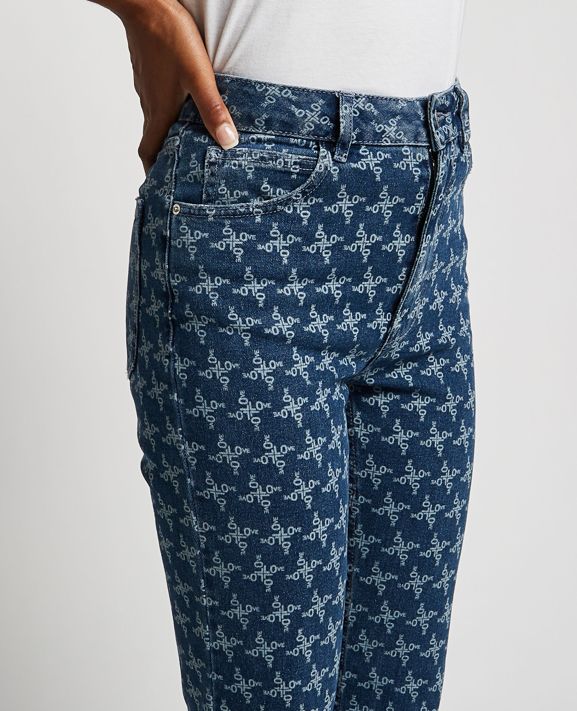 Jean flare taille haute - Bleu
