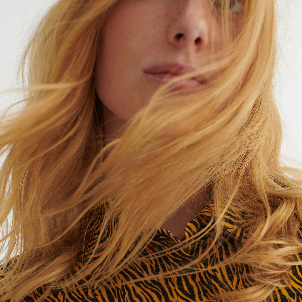 LA REDOUTE COLLECTIONS<br>Vestido camisa, mangas compridas, estampa animal