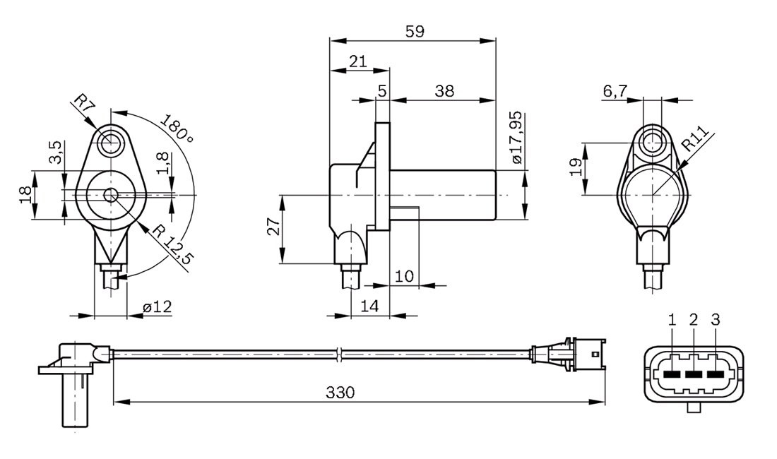 Impulsensor, krumtapaksel