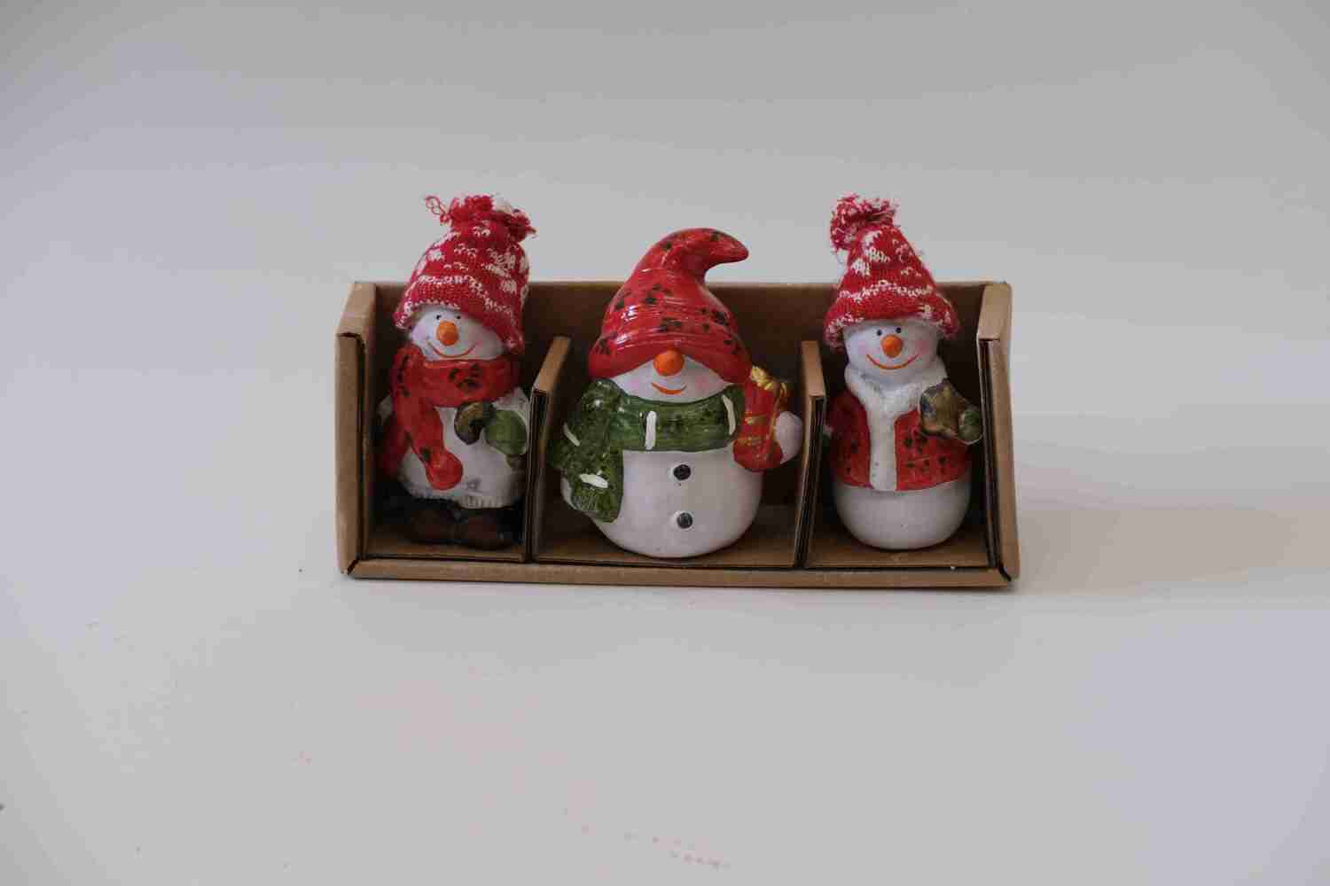 Intratuin tuinbeeld sneeuwpoppen 6 x 6 x 9 cm 3 stuks