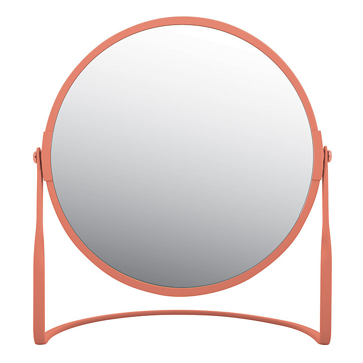 Miroir de salle de bains rond grossissant, orientable, à poser, terracotta, Akira Spirella