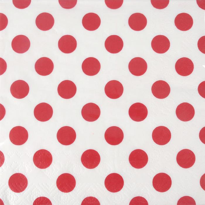 SET 20 SERVIETTES POINTS ROUGES 33X33CM