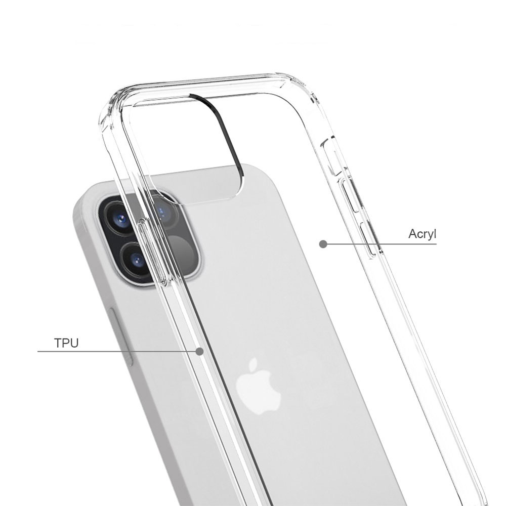 iPhone 12 / iPhone 12 Pro Hybrid Hülle TPU Bumper   Acryl Rückseite - Transparent