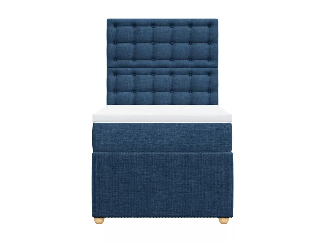 Sommier à lattes de lit avec matelas Bleu 90x190 cm Tissu