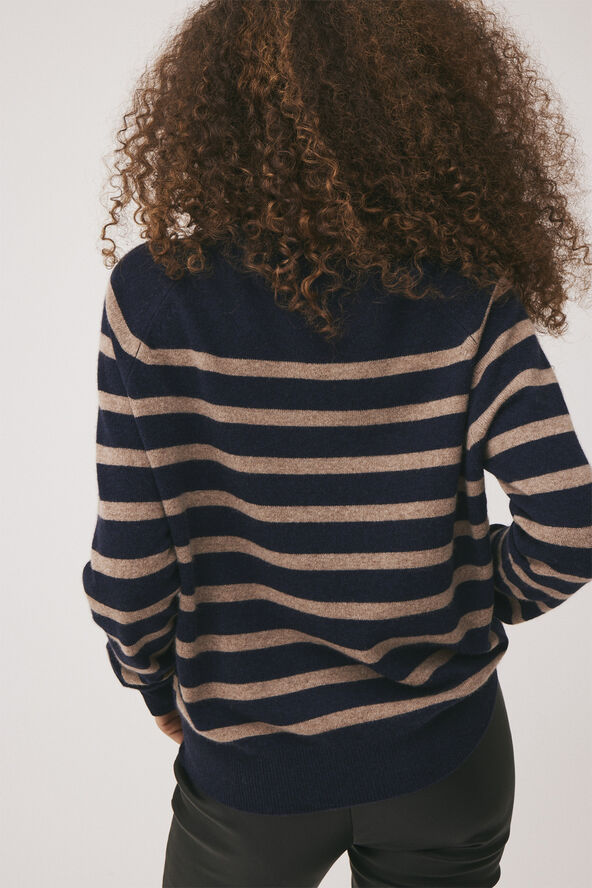 Magasin du Nord Collection Mabel 2 - 100% Cashmere Sand / navy stripe