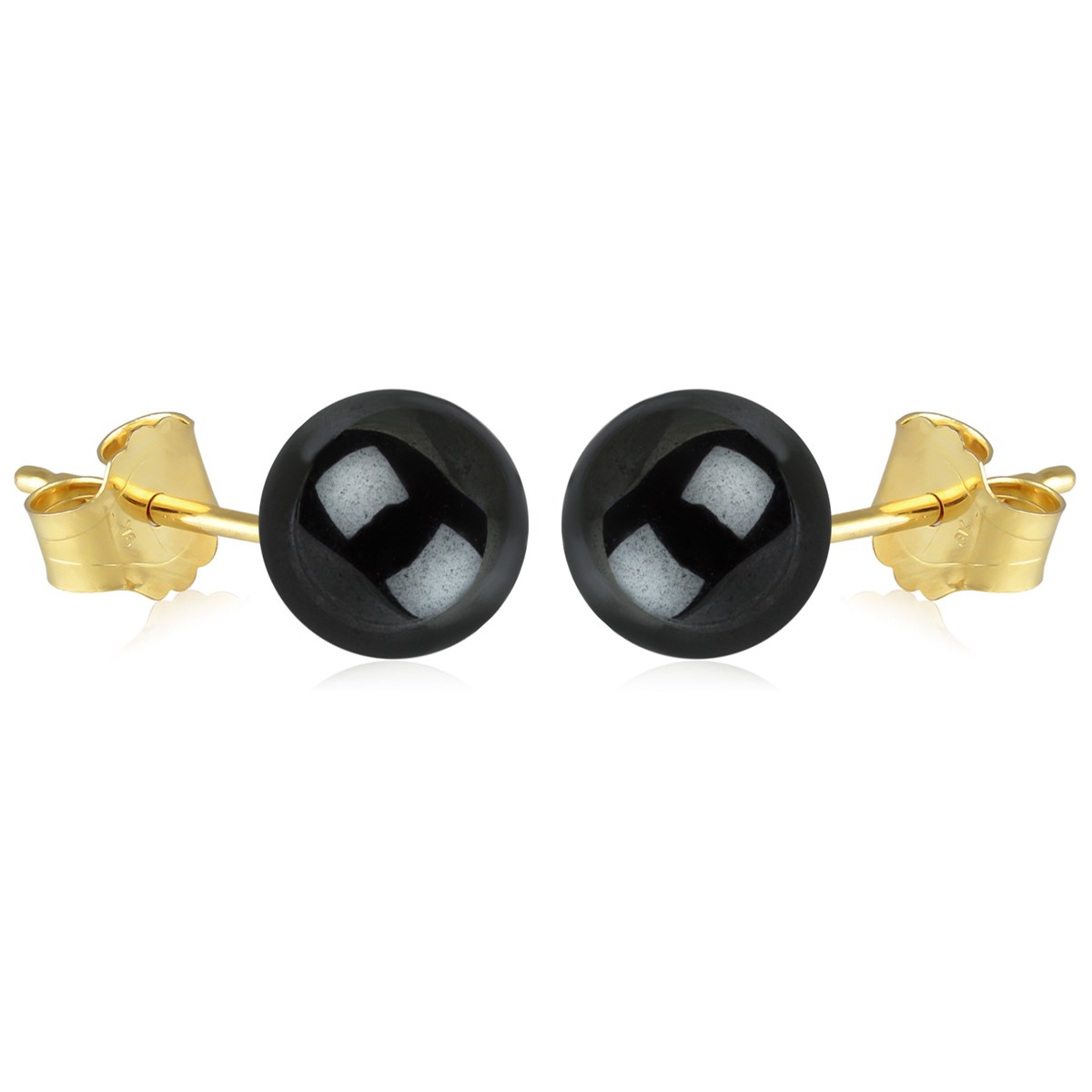 Boucles d'oreille plaqué or boule hematite 8MM