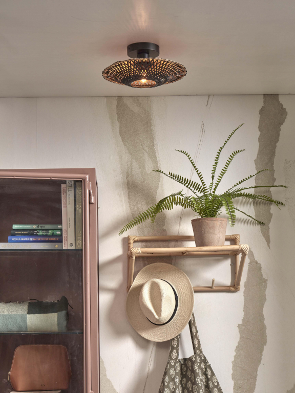 Good&Mojo Kalimantan plafondlamp extra small Ø30 zwart/naturel