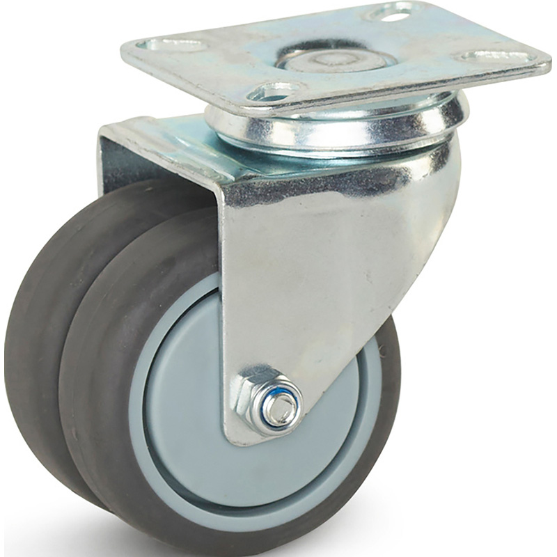 Dubbel zwenkwiel TP-rubber 75mm - 150kg draagvermogen