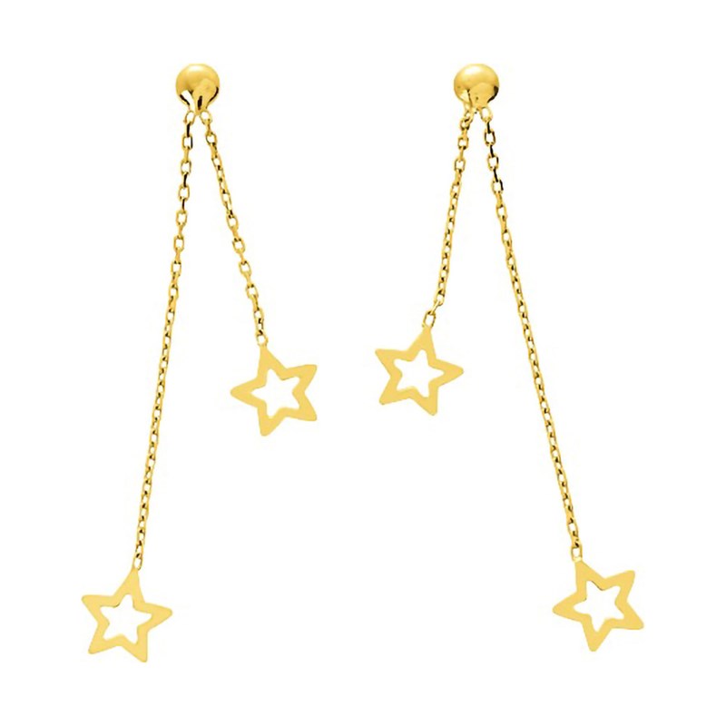 Boucles d'oreilles Femme pendantes étoiles - Or 18 Carats