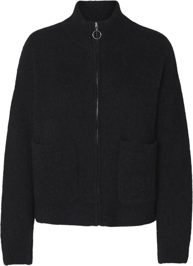 Selected Femme SLFSIA RAS LS ALPACA BLEND KNIT ZIPPER CARDIGAN Sort