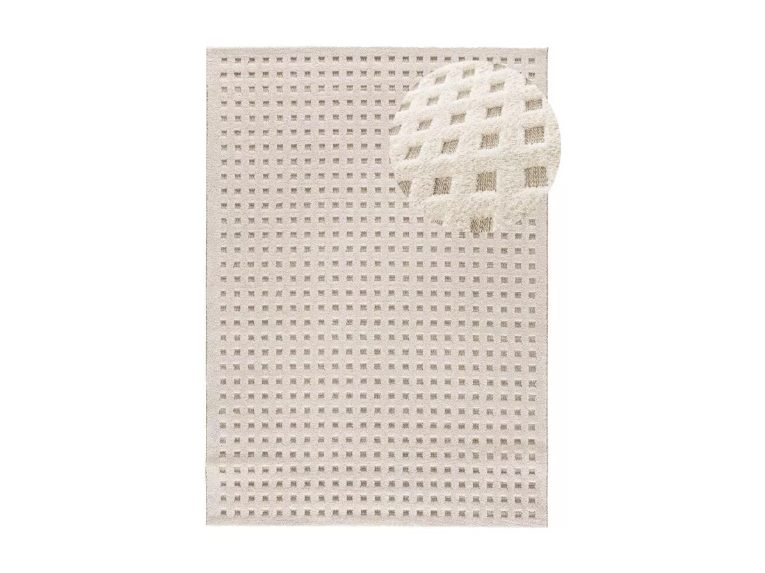 Tapis intérieur - scandinave avec relief - blanc - 120 x 170 cm - DIENA