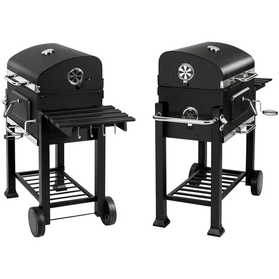 tectake Houtskoolbarbecue in hoogte verstelbaar, Zwart