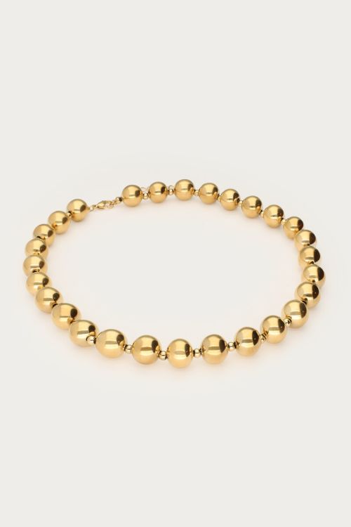 Goudkleurige statement ketting chunky dubbele kralen