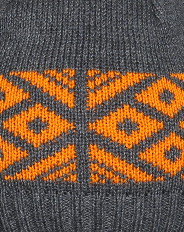 Strick-Mütze mit Muster in anthrazit/orange