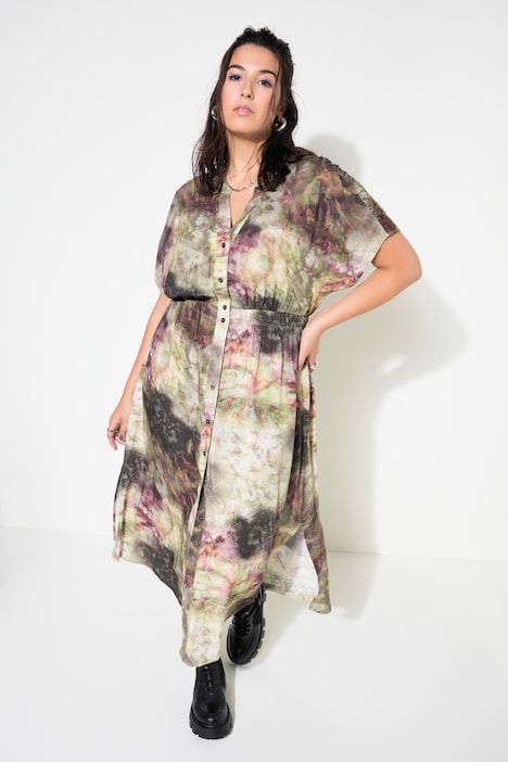 Maxikleid, oversized, Marmor-Muster