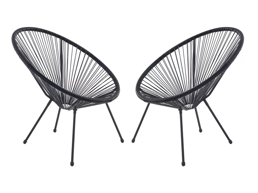 Lot de 2 fauteuils de jardin en fils de résine tressés - Noir - ALIOS III de MYLIA