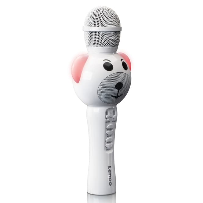 Lenco - Karaoke-Mikrofon mit Bluetooth und Beleuchtung - weiß