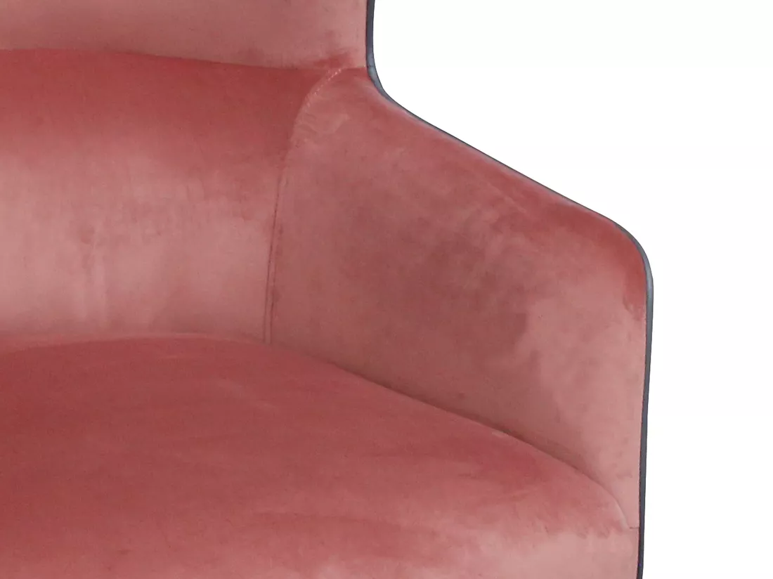 Fauteuil en velours rose et structure anthracite MENDOCINO