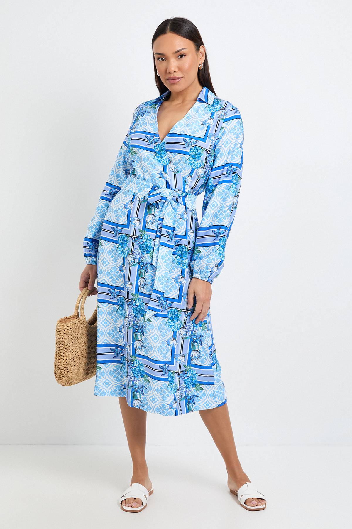 Wallis Robe Midi Estivale Tropicale À Ceinture