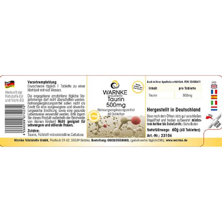 Taurin 500 mg Tabletten, 60 St